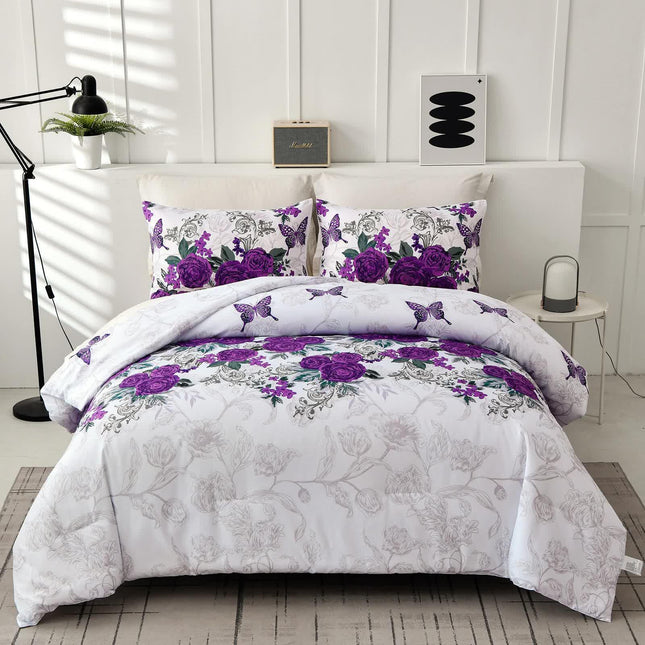 Luxe Loft Purple rose Quilted Comforter & Shams – Trending 3‑Piece Set.