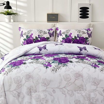 Luxe Loft Purple rose Quilted Comforter & Shams – Trending 3‑Piece Set.