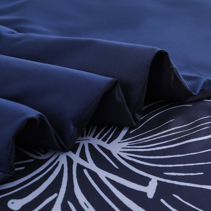 King Comforter Set, Navy Blue Floral 3-Piece Bedding, Soft Microfiber for All Seasons.