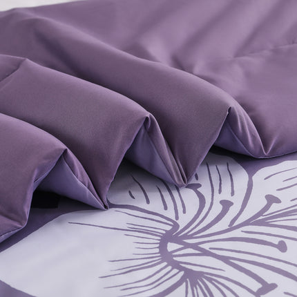 King Comforter Set, Dark Purple Floral 3-Piece Bedding, Soft Microfiber for All Seasons.