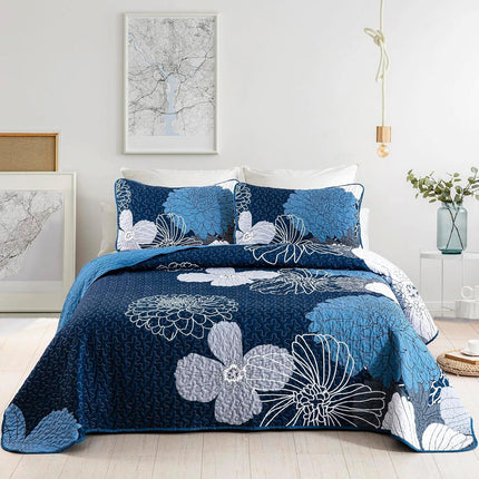 Frosted Magnolia Chic blue 3 Pc Comforter & Pillow Cover Set KING.