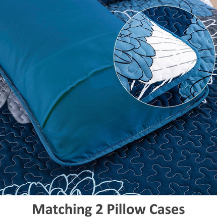 Frosted Magnolia Chic blue 3 Pc Comforter & Pillow Cover Set KING.