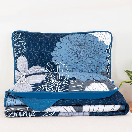 Frosted Magnolia Chic blue 3 Pc Comforter & Pillow Cover Set KING.