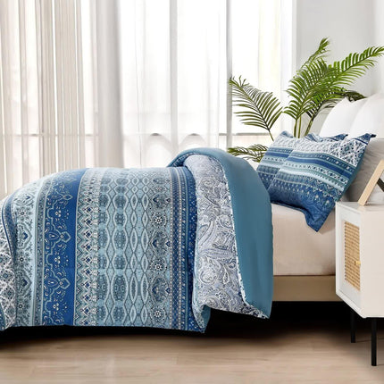 Boho Vibes blue Bedding Set – 3‑Piece Comforter & Pillow Covers.