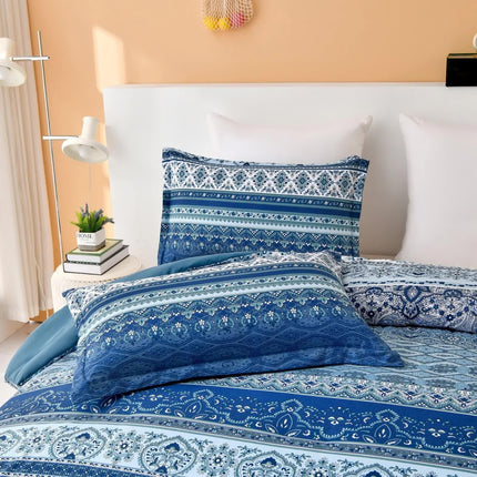 Boho Vibes blue Bedding Set – 3‑Piece Comforter & Pillow Covers.