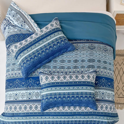 Boho Vibes blue Bedding Set – 3‑Piece Comforter & Pillow Covers.