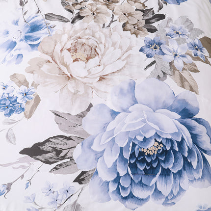 Plush Floral Comforter Set, King Size, Winter Quilted Bedding with Pillowcases.