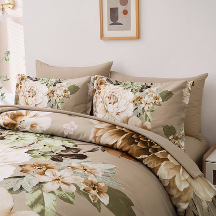 Cozy Floral Comforter Set, King Size, Quilted Warm Bedding with Pillowcases.