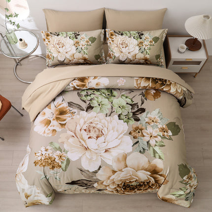 Cozy Floral Comforter Set, King Size, Quilted Warm Bedding with Pillowcases.