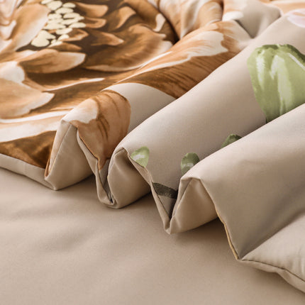 Cozy Floral Comforter Set, King Size, Quilted Warm Bedding with Pillowcases.
