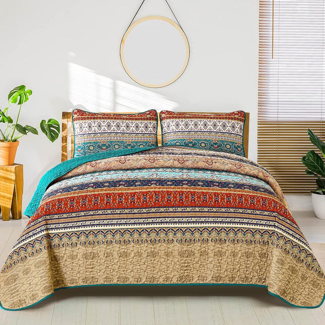 Textured Quilted bedspread and pillowcovers set: Add Depth and Dimension - Queen size.