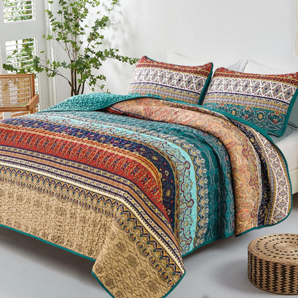 Textured Quilted bedspread and pillowcovers set: Add Depth and Dimension - Queen size.