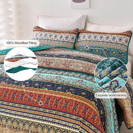 Textured Quilted bedspread and pillowcovers set: Add Depth and Dimension - Queen size.