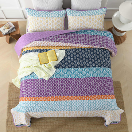 Quirky Quilted coverlet and pillowcovers set: Add Personality to Your Space - Queen size.