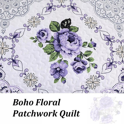 Kaleidoscopic Quilted coverlet and pillowcovers set: Burst of Colors - Queen size.