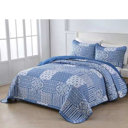 Blissful Quilted bedspread and pillowcovers set: Relax in Style - Queen size.