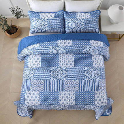 Blissful Quilted bedspread and pillowcovers set: Relax in Style - Queen size.