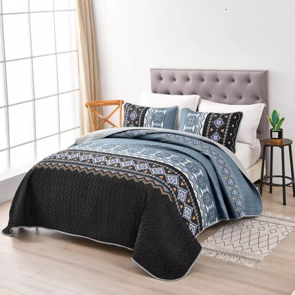 Ambient bloom sky black hour Comforter Set – Aesthetic 3-Piece Bedroom Mood.