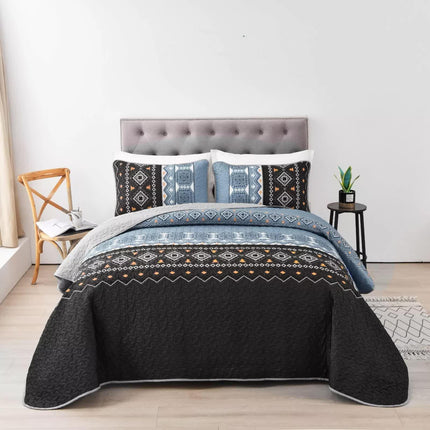 Ambient bloom sky black hour Comforter Set – Aesthetic 3-Piece Bedroom Mood.