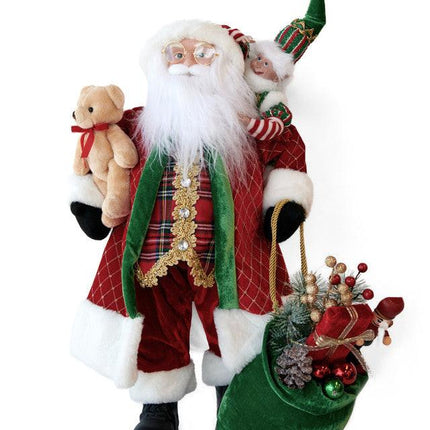 LUXURY SANTA WITH BEAR & ELF 61CM.