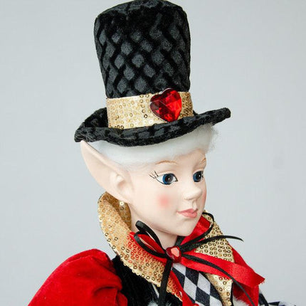 LUXURY CHRISTMAS CAROLLER ELF BLACK/RED 65CM.