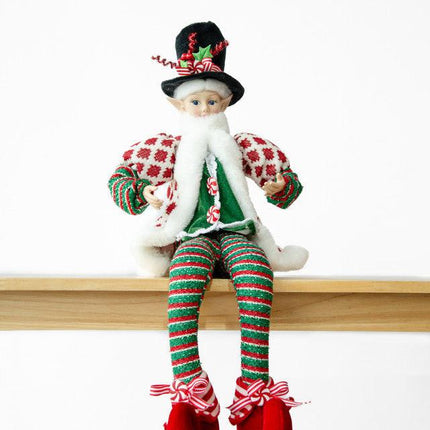 LUXURY CHRISTMAS CAROLLER ELF GREEN/RED 65CM.