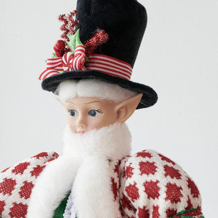 LUXURY CHRISTMAS CAROLLER ELF GREEN/RED 65CM.