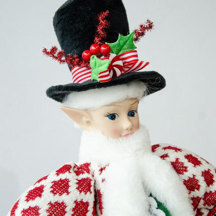 LUXURY CHRISTMAS CAROLLER ELF GREEN/RED 65CM.