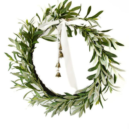 OLIVE WREATH WITH BOW & BELL 61CM.