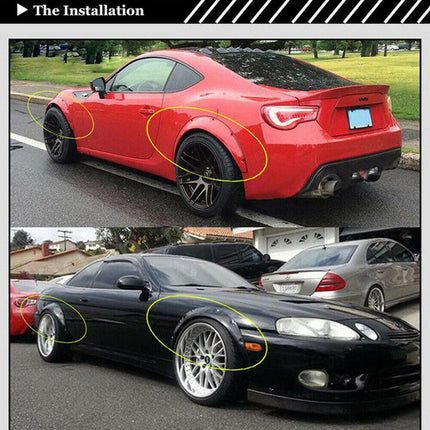 4 Pcs Universal Car Fender Flares Flexible Durable Body Wheel Extra Wide Arches.