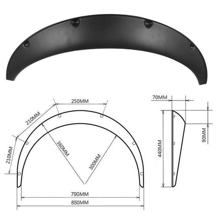 4 Pcs Universal Car Fender Flares Flexible Durable Body Wheel Extra Wide Arches.