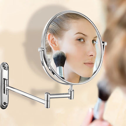 Bath Mirror 5X Magnification Wall Mounted Adjustable Makeup Mirror Arm Extend.