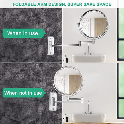 Bath Mirror 5X Magnification Wall Mounted Adjustable Makeup Mirror Arm Extend.