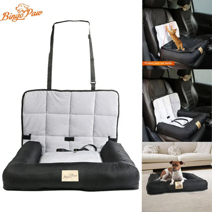 Waterproof Dog Car Seat Bed with Safety Belt.