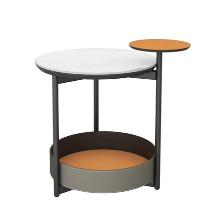 Luxury Marble Top End Table Microfiber Leather Accent Bedside Table Living Room.