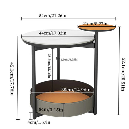 Luxury Marble Top End Table Microfiber Leather Accent Bedside Table Living Room.