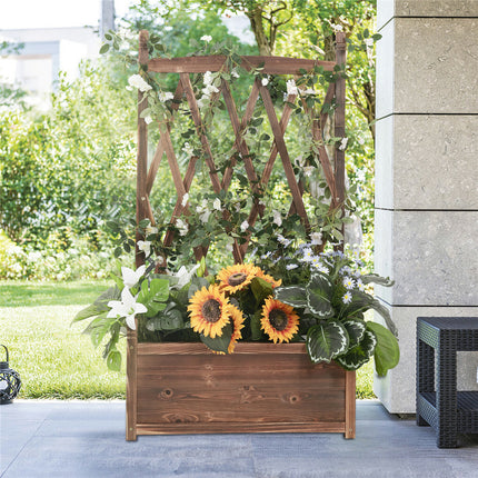 Extra Large Wooden Raised Plant Bed Garden Elevated Planter Box with Trellis.