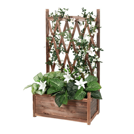 Extra Large Wooden Raised Plant Bed Garden Elevated Planter Box with Trellis.