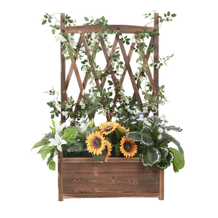 Extra Large Wooden Raised Plant Bed Garden Elevated Planter Box with Trellis.