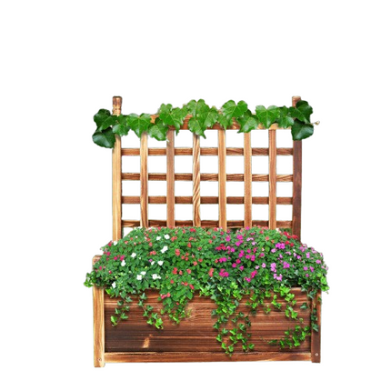Fin Large Wooden Planter Box Stand Flowerpot Box W/ Trellis Support Patio Lattice.