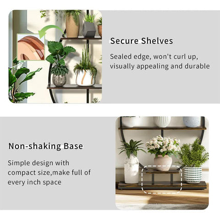 180Cm Tall Plant Stand Indoor Vase-Shape Metal Plant Shelf With Hanging Hooks.
