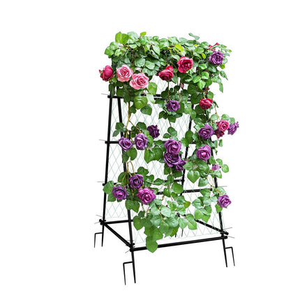 FIN Metal Garden Trellis Arch Climbing Plants Grow Support Frame with Ground Spikes.
