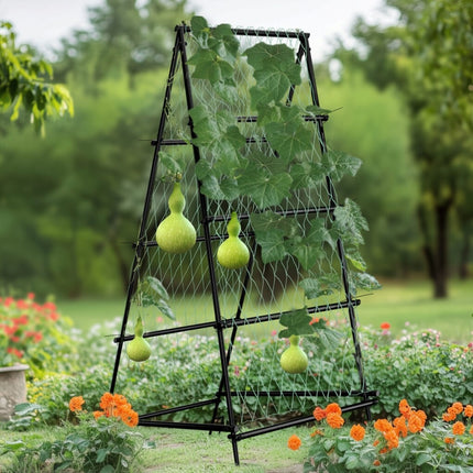 FIN Metal Garden Trellis Arch Climbing Plants Grow Support Frame with Ground Spikes.