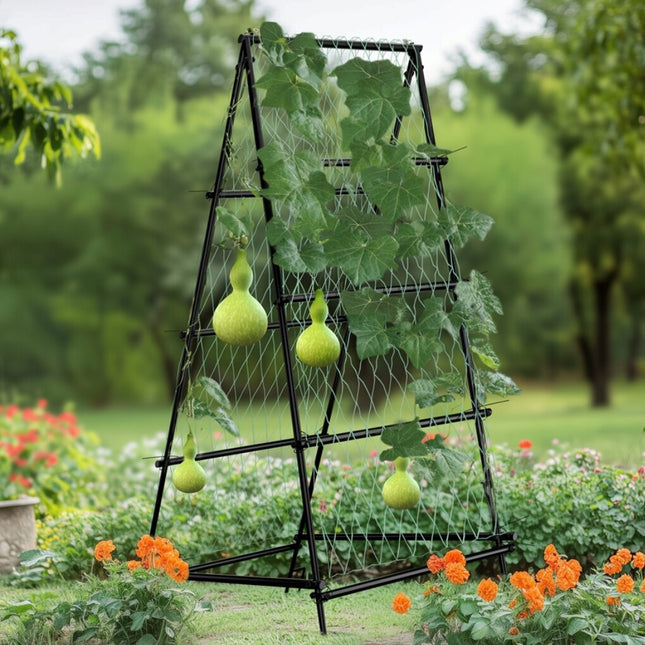 FIN Metal Garden Trellis Arch Climbing Plants Grow Support Frame with Ground Spikes.
