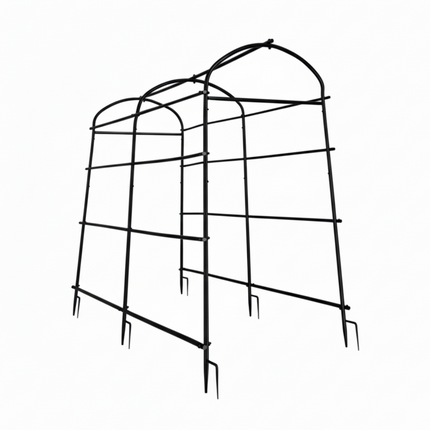 P&P Black & Green U-Frame Metal Garden Trellis with Nylon Netting Heavy Duty Plant Support Size XL.