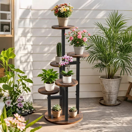 Multi-Tier Flower Plant Stand Industrial Metal Garden Flower Pots Rack AU.
