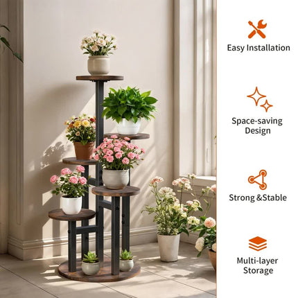 Multi-Tier Flower Plant Stand Industrial Metal Garden Flower Pots Rack AU.
