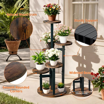 Multi-Tier Flower Plant Stand Industrial Metal Garden Flower Pots Rack AU.