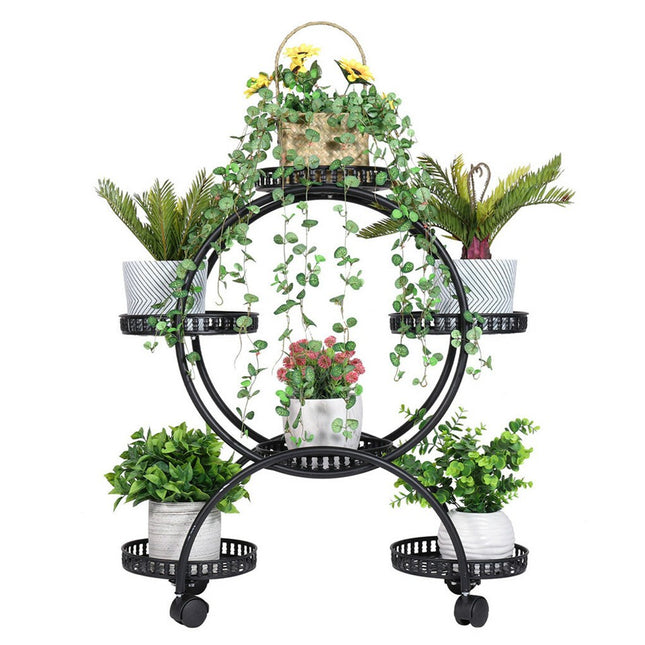 Metal Plant Stand Rack 4Tier Indoor Flower Pot Stand with Wheels for Living Room.