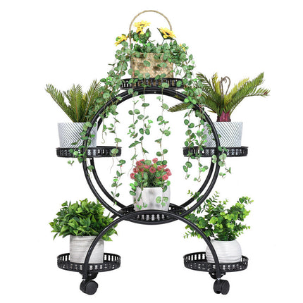 Metal Plant Stand Rack 4Tier Indoor Flower Pot Stand with Wheels for Living Room.
